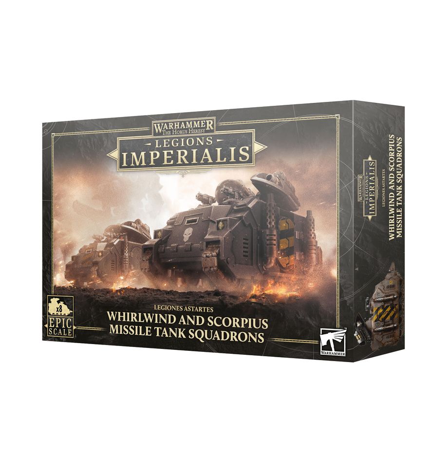 Legions imperialis: whirlwind and scorpius missile tank squadrons warhammer the horus heresy. El scorpius es un modelo de vehículo blindado creado a instancias de la legión de los lobos espaciales para brindar fuego de apoyo indirecto a los asaltos fenrisianos gracias a sus sistemas lanzamisiles avanzados. Perfecto para operaciones de alta intensidad, se aprobó su uso en todas las legiones astartes poco antes de que estallara la herejía de horus. Además del scorpius, son frecuentes entre los arsenales de las legiones astartes otros vehículos de artillería móviles como el whirlwind, dotado de un lanzamisiles múltiple de fuego indirecto que le permite arrojar fuego de saturación explosivo sobre zonas enteras del campo de batalla. Con este kit multicomponente de plástico puedes montar cuatro whirlwinds y cuatro scorpius missile tanks, artillería móvil para tus ejércitos de legiones astartes en partidas de legions imperialis. Ambos ofrecen fuego de apoyo indirecto: los scorpius se centran en eliminar los vehículos, knights y titans enemigos mientras los whirlwinds obligan a la infantería a abandonar su cobertura y salir a campo abierto. Hasta cuatro de los vehículos pueden equiparse con una pala excavadora opcional, para que puedas personalizar fácilmente tus tanques lanzamisiles.