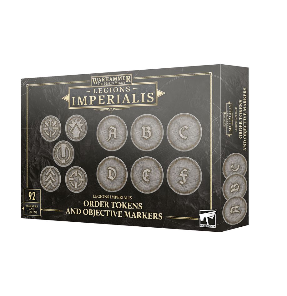 Legions imperialis: order tokens and objective markers warhammer the horus heresy. La herejía de horus trajo consigo batallas colosales entre columnas enteras de blindados, ingentes ejércitos de infantería y enormes ingenios de guerra en todos los frentes. Los comandantes de tan épicos enfrentamientos despachaban órdenes a grandes grupos de unidades para que se reposicionaran, se atrincherasen para desplegar su potencia de fuego o se abalanzaran al combate. Con este conjunto de marcadores y fichas de plástico podrás llevar cómodamente un registro de las ordenes asignadas a tus unidades en partidas de legions imperialis. Trae fichas de first fire, advance, march, charge y fall back con el icono de legions imperiales en el reverso, para ocultárselas a tu oponente. También incluye seis marcadores de objetivo con las etiquetas a, b, c, d, e y f. Están fabricados en relieve para que puedas usarlos tantos pintados como sin pintar. Concéntrate en la partida y no pierdas la cuenta de tus unidades clave con estas fichas.
