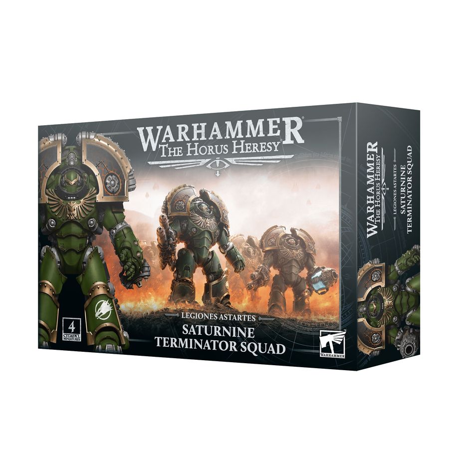Saturnine terminator squad warhammer the horus heresy. Los exterminadores saturnine se desplegaron por primera vez en grandes cifras en las arenas negras de isstvan v. Este modelo, desarrollado por el primarca vulcan, es más alto y robusto que otras variantes de la armadura exterminador. La combinación de todo tipo de armas de energía letales y poderosos escudos de energía permite a sus portadores atravesar el campo de batalla con total impunidad. Con este kit multicomponente de plástico puedes montar cuatro space marines en saturnine terminator armour para tus ejércitos de legiones astartes de warhammer: the horus heresy. Su blindaje pesado y sus escudos avanzados les brindan una resistencia superlativa, y sus armas de energía los hacen letales tanto a distancia como en combate. Son los rompelíneas ideales y destacan por su capacidad para defender objetivos clave frente a grandes masas de enemigos.