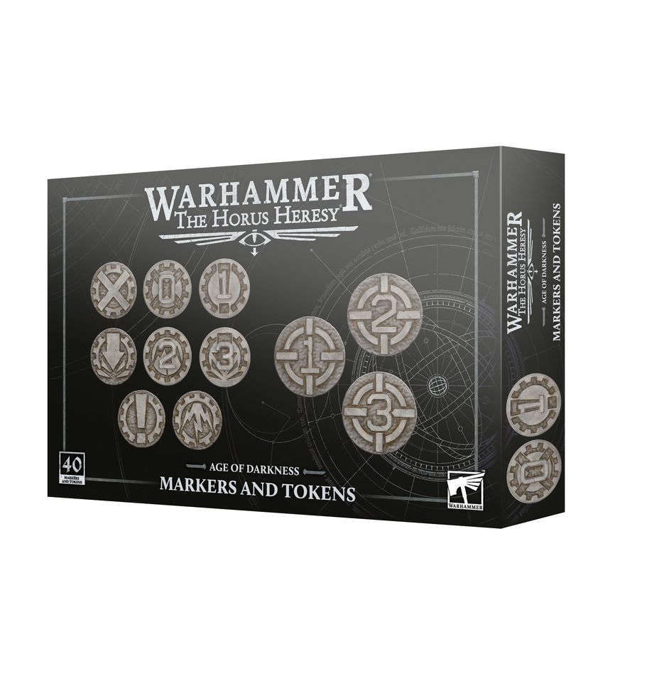 Age of darkness markers and tokens the horus heresy. Durante la herejía de horus, los marines espaciales emplearon las terribles armas diseñadas para aniquilar a los enemigos de la humanidad contra sus antiguos aliados. Los campos de batalla se inundaron de energías aterradoras y hasta los guerreros más tenaces acabaron sucumbiendo a los horrores que estas desataron. Con este set de marcadores de plástico de doble cara podrás llevar fácilmente la cuenta de tus objetivos y el tactical status de tus unidades en partidas de warhammer: the horus heresy. Encontrarás marcadores para los efectos pinned, suppressed, stunned y routed que afectan a tus unidades, con el símbolo en una cara y el modificador correspondiente en la otra. Están numerados de 0 a 3 y el set incluye dos marcadores para cada número. Están fabricados en relieve, para que puedas usarlos pintados o sin pintar. También encontrarás ocho marcadores de objetivo: tres de “1”, tres de “2” y dos de “3”. Concéntrate en la partida y deja que estos marcadores lleven la cuenta de todo lo que afecta a tus unidades clave.