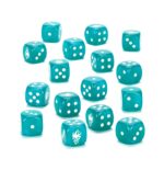 NIGHTHAUNT DICE WARHAMMER AGE OF SIGMAR. Las Noctánimas son horrores etéreos, almas de muertos retorcidas hasta convertirse en criaturas amargas y rencorosas que detestan a los vivos. Descargan su furia en el campo de batalla, despedazando a sus enemigos con garras fantasmagóricas y herrumbrosas armas de hierro. Un juego de 16 dados de seis caras con esquinas redondeadas para usarlos en partidas de Warhammer Age of Sigmar, con temática de las Noctánimas. Están fabricados en plástico acrílico de color turquesa con efecto estrellado y muescas en tinta blanca, y miden 16 mm de arista. Las caras del 1 al 5 presentan los tradicionales puntos, mientras que la cara del 6 está adornada con la fantasmagórica calavera de las Noctánimas.