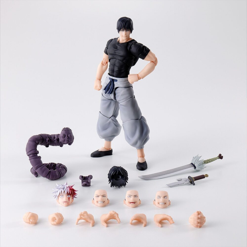 Toji fushiguro jujutsu kaisen sh figuarts. Tamashii añade a su colección s. H. Figuarts, la figura articulada de toji fushiguro, padre de uno de los protagonistas del anime "jujutsu kaisen". La silueta y estructura articulada de esta figura de 15,5 cm han sido cuidadosamente diseñadas para dar vida de forma dinámica al personaje y fue esculpido con especial atención a su rango de movimiento. Cuenta con: 3x placas faciales, 1x pieza de pelo alternativo, 3x pares de manos, 1x par de manos unidas, 1x espíritu maldito, 1x espada maldita y 1x alabarda celestial invertida, 1x par de piernas intercambiables que le permiten ser envuelto por el espíritu maldito.