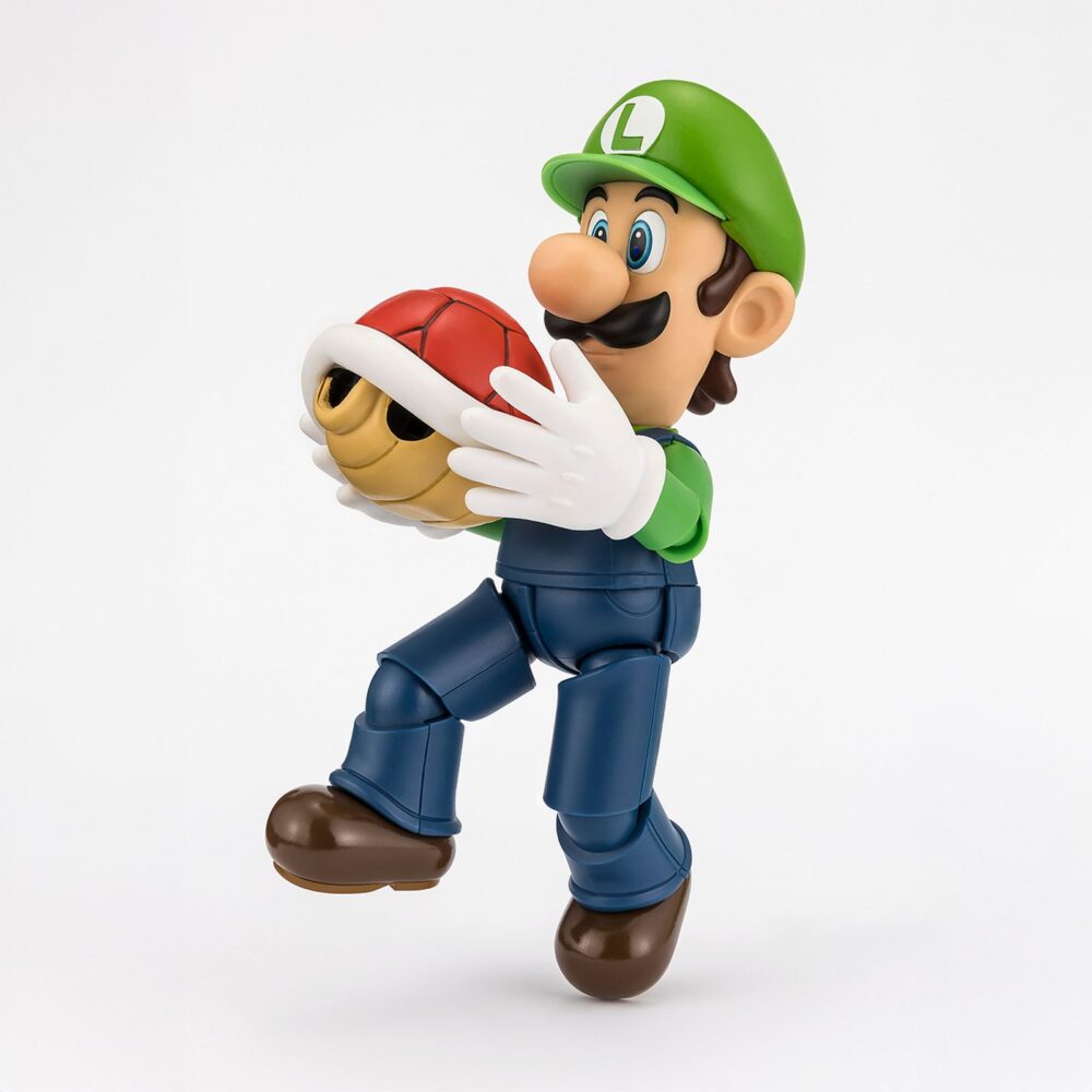 Luigi super mario sh figuarts. Tamashii suma a su colección s. H. Figuarts esta figura articulada de luigi, basada en su personaje en la serie de videojuegos "super mario bros". Con una altura aproximada de 11 cm, está diseñada para capturar sus características y variadas poses. Incluye 1x bloque de ladrillos, 1x caparazón rojo akakora, 1x base de exhibición especial con su emblema, 2x manos intercambiables y 1x set de piezas de articulación para el caparazón rojo. Fabricada en abs/pvc.