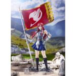 ERZA SCARLET FAIRY TAIL 1/8. Bellfine vuelve a presentar la figura de Erza Scarlet del popular anime "Fairy Tail". La 7ª maestra del gremio mide aproximadamente 32 cm a escala 1/8. Se presenta con la bandera del gremio y una armadura galante que se puede extraer para exponerla con vestido casual. Cuenta con un pedestal con forma de rocas que la mantiene estable para exponer con o sin bandera.