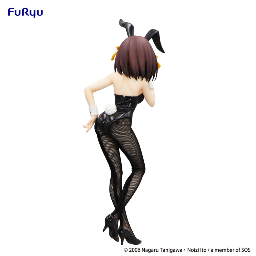 Haruhi suzumiya the melancholy of haruhi suzumiya bicute bunnies. Uryu suma a la colección bicute bunnies la figura de haruhi suzumiya, protagonista del anime "the melancholy of haruhi suzumiya". Con una altura aproximada de 26 cm, está fabricada en atbc-pvc, abs y fibras de poliéster. Se muestra con traje de conejita, siguiendo el estilo distintivo de esta línea de figuras de gran detalle y medias con acabado realistas.