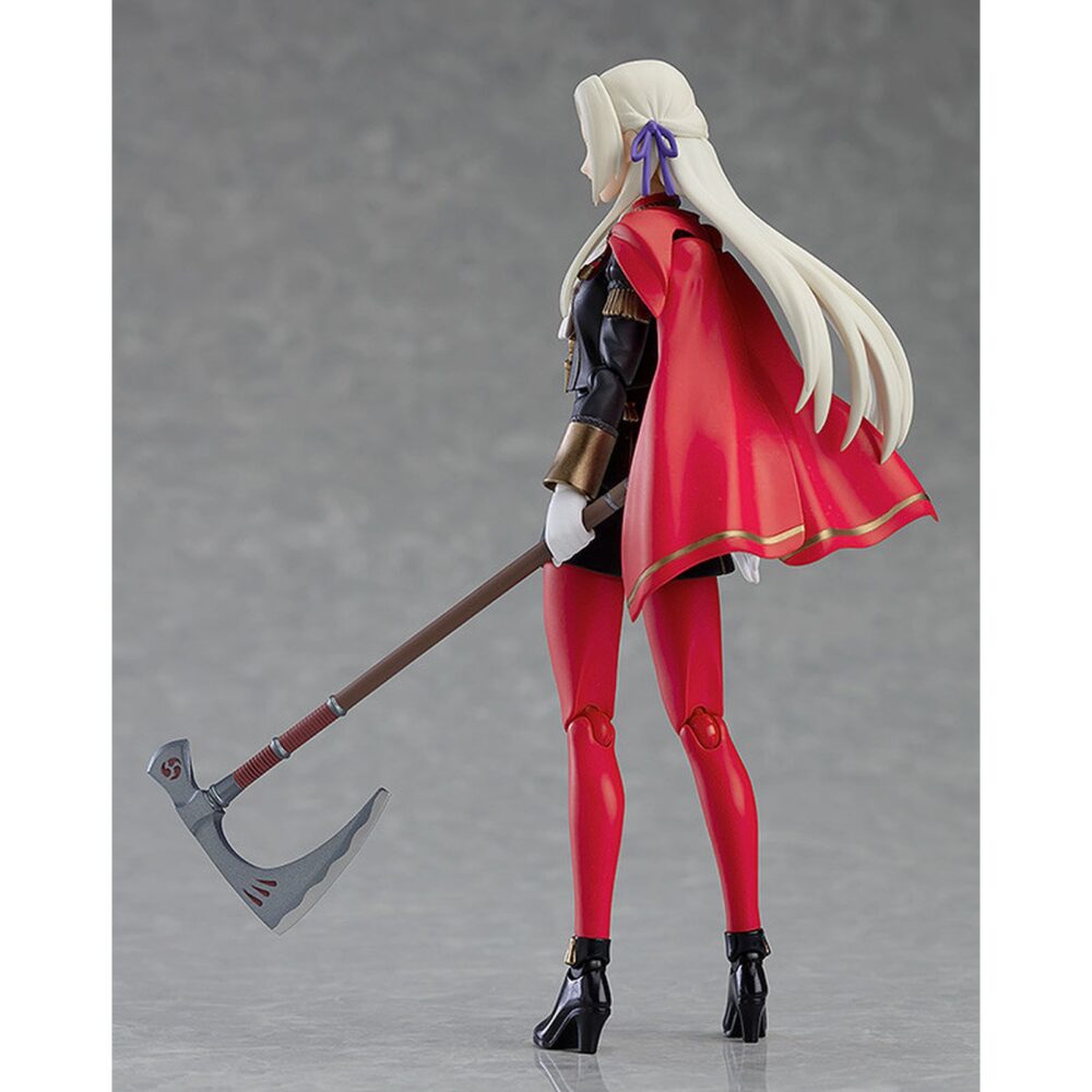 Edelgard von hresvelg fire emblem: three houses figma. Good smile company vuelve a incorporar a su colección figma la figura de edelgard von hresvelg, la princesa protagonista del videojuego "fire emblem: three houses". Mide aproximadamente 14,5 cm de altura e incluye 2x placas faciales (sonriente y gritando), 2x hachas (asesina y aymr) y otras piezas intercambiables para recrear diferentes poses. Como parte de la colección cuenta con una base hexagonal semitransparente con el logotipo de figma para facilitar su exposición.