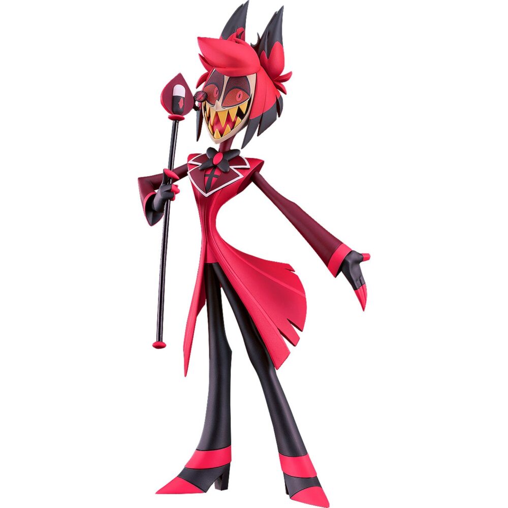 Alastor hazbin hotel pvc pop up parade. Good smile lanza, dentro de su línea pop up parade, la figura del demonio radiofónico alastor, uno de los protagonistas de la serie animada "hazbin hotel". Mide aproximadamente 18 cm de alto e incluye una base circular transparente para su exposición.