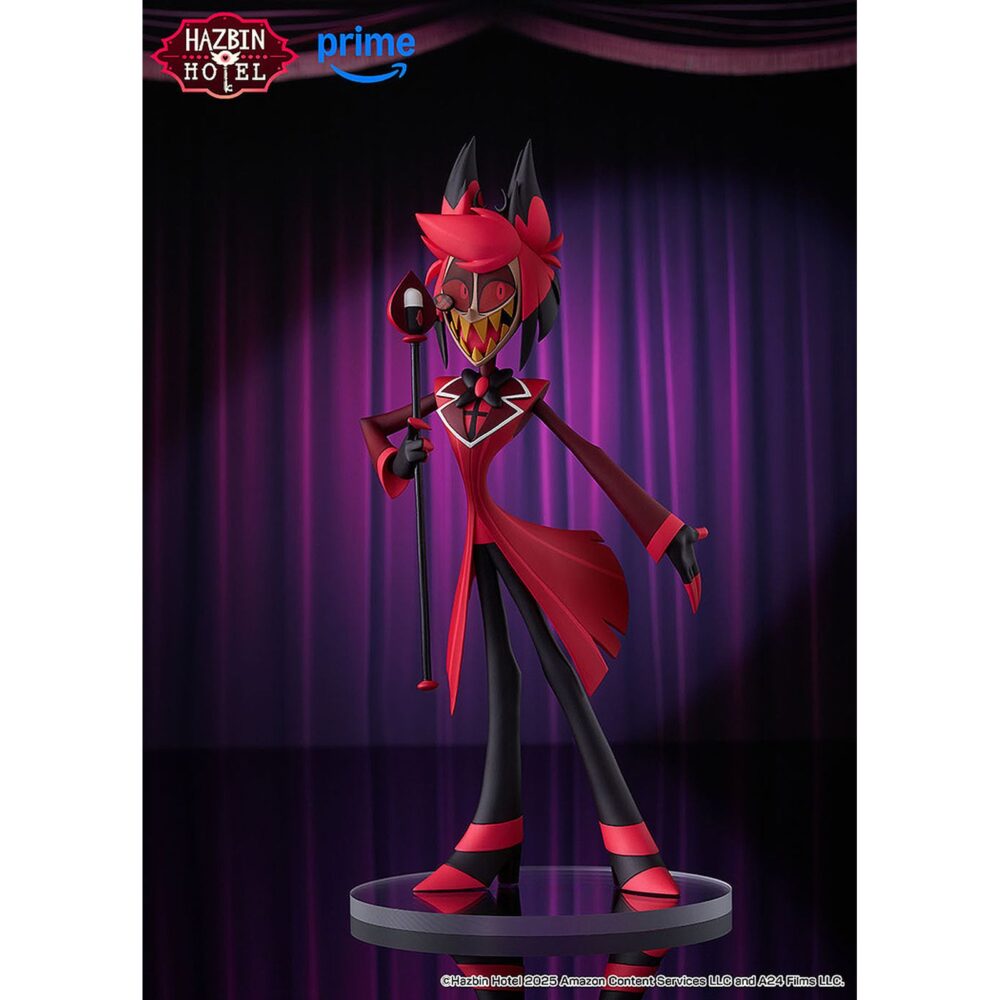 Alastor hazbin hotel pvc pop up parade. Good smile lanza, dentro de su línea pop up parade, la figura del demonio radiofónico alastor, uno de los protagonistas de la serie animada "hazbin hotel". Mide aproximadamente 18 cm de alto e incluye una base circular transparente para su exposición.
