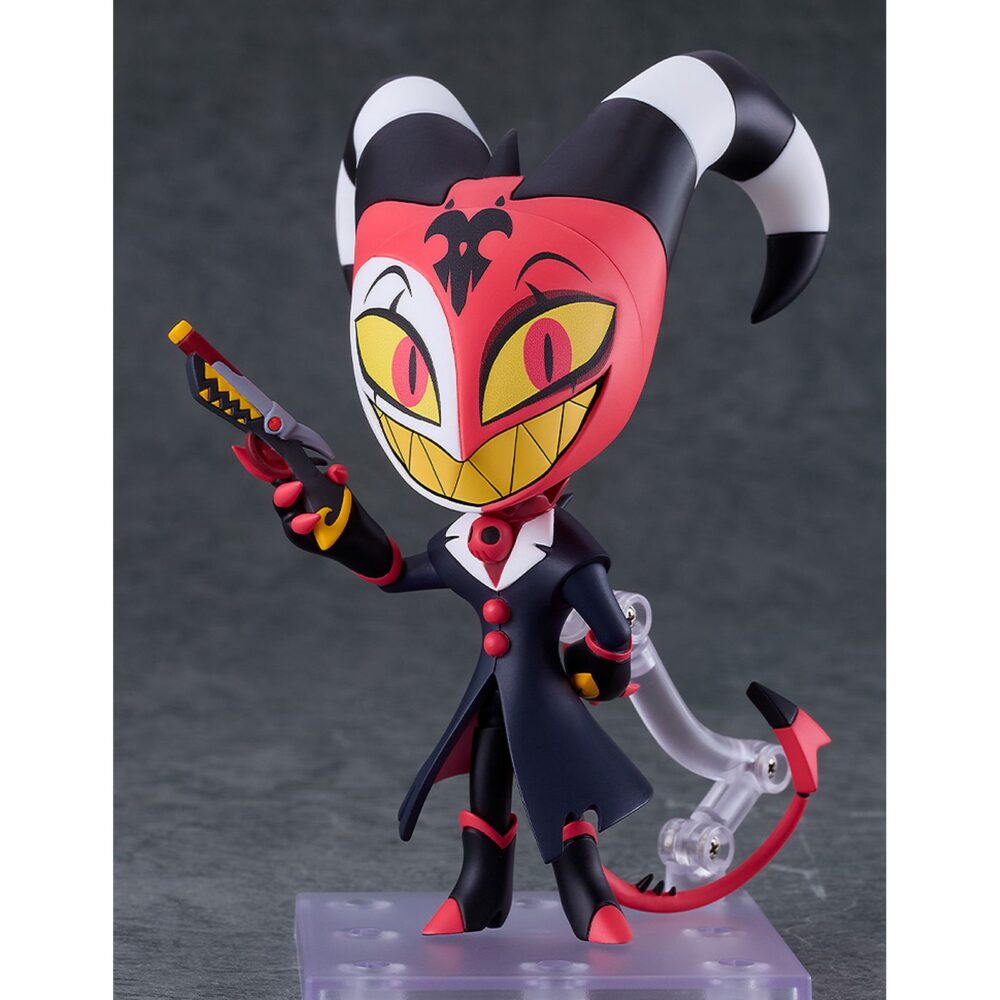 Blitzo helluva boss hazbin hotel nendoroid. Good smile suma a su línea nendoroid la figura de blitzo buckzo, el jefe protagonista de la seria animada "helluva boss". Esta figura articulada mide aproximadamente 13 cm e incluye 3x placas faciales intercambiables (sonrisa, risa arrogante y alegre), 1x arma, 1x smartphone, 1x grimorio de stolas y otras partes opcionales. Cuenta con soporte y base cuadrada transparente para su exposición.