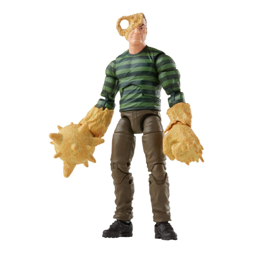 Sandman spider-man marvel legends retro series re-run. Hasbro incorpora a la línea retro de marvel legends esta figura de sandman ("el hombre de arena" en españa), inspirada en uno de los principales antagonistas de los cómics de “spider-man”. Con su apariencia retro y acabados premium, tiene una altura aproximada de 15 cm, con múltiples articulaciones para recrear diferentes poses. Incluye los siguientes accesorios: 1x cabeza alternativa y 4x puños con efectos de arena, entre ellos, uno con forma de maza con pinchos. Se presenta en un blíster con estética retro. Unidades limitadas.