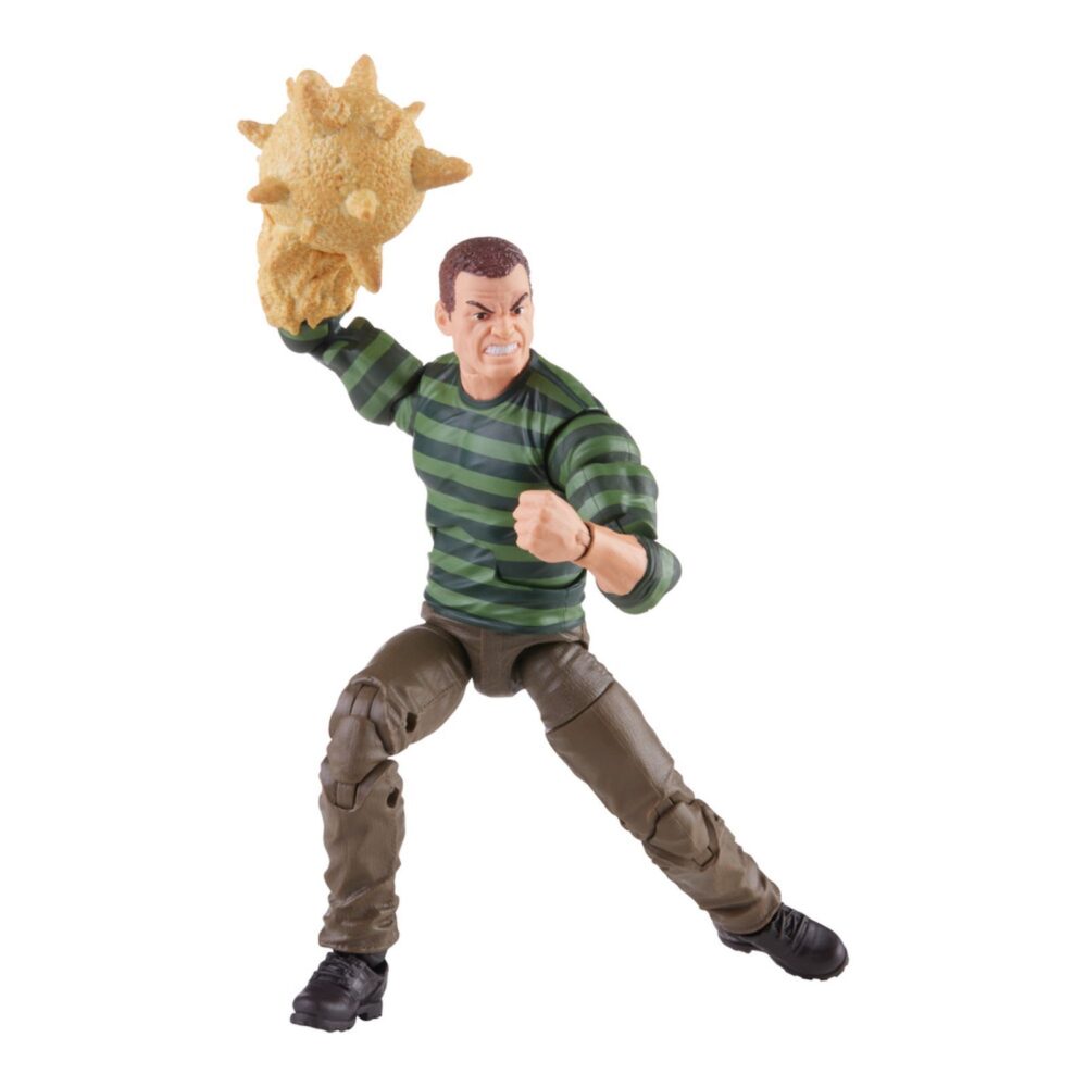 Sandman spider-man marvel legends retro series re-run. Hasbro incorpora a la línea retro de marvel legends esta figura de sandman ("el hombre de arena" en españa), inspirada en uno de los principales antagonistas de los cómics de “spider-man”. Con su apariencia retro y acabados premium, tiene una altura aproximada de 15 cm, con múltiples articulaciones para recrear diferentes poses. Incluye los siguientes accesorios: 1x cabeza alternativa y 4x puños con efectos de arena, entre ellos, uno con forma de maza con pinchos. Se presenta en un blíster con estética retro. Unidades limitadas.