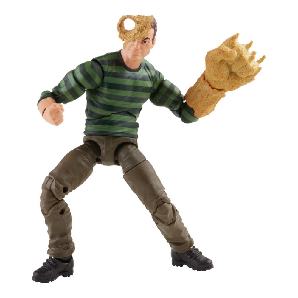 Sandman spider-man marvel legends retro series re-run. Hasbro incorpora a la línea retro de marvel legends esta figura de sandman ("el hombre de arena" en españa), inspirada en uno de los principales antagonistas de los cómics de “spider-man”. Con su apariencia retro y acabados premium, tiene una altura aproximada de 15 cm, con múltiples articulaciones para recrear diferentes poses. Incluye los siguientes accesorios: 1x cabeza alternativa y 4x puños con efectos de arena, entre ellos, uno con forma de maza con pinchos. Se presenta en un blíster con estética retro. Unidades limitadas.