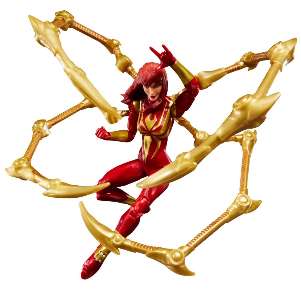 Mary jane watson (iron spider) marvel legends magic: the gathering. Hasbro añade a su colección marvel legends esta figura de mary jane watson con el traje de iron spider, basada en el personaje de los comics de marvel. Con más de 20 puntos de articulación y una altura de 15 cm, cuenta con diferentes accesorios: 1x cabeza alternativa con máscara, 2x manos lanzando telarañas y 4x patas móviles del traje iron spider. Al tratarse de una colaboración entre hasbro y wizards of the coast se incluye la carta metalizada exclusiva "iron spider, stark upgrade" para el juego de cartas coleccionables magic: the gathering. Se presenta en una caja ilustrada con ventana. Unidades limitadas.