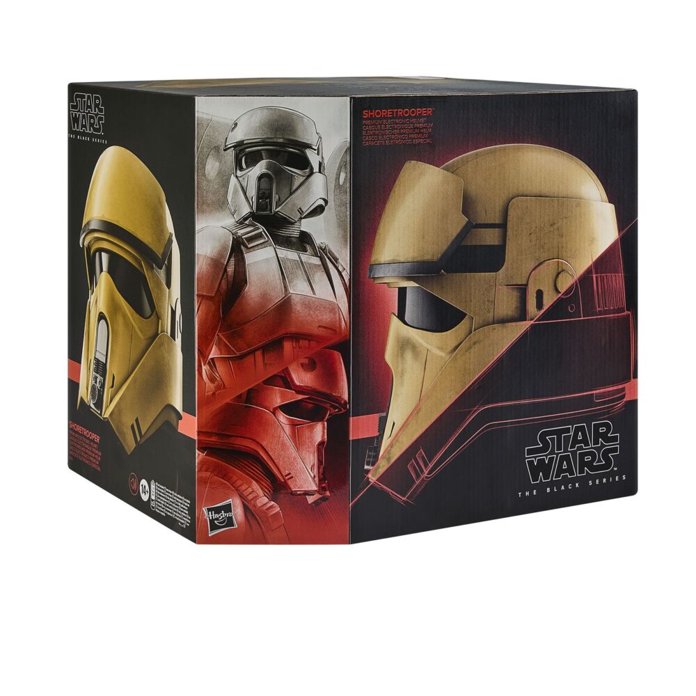 Shoretrooper electronic helmet black series star wars: andor. Hasbro incorpora a su colección the black series esta réplica del casco electrónico premium de un shoretrooper, basado en su aparición en la serie "star wars: andor". Presenta un acabado detallado con diseño desgastado en tonos marrón y negro, además de detalles realistas en su interior. Incluye tecnología de modificación de voz que se activa presionando un botón lateral, permitiendo sonar como un shoretrooper. Dispone de un sistema interior ajustable para mayor comodidad. Requiere 3x pilas aaa (no incluidas). Incluye manual de instrucciones. Se presenta en una caja ilustrada. Unidades limitadas.