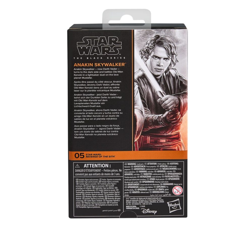 Anakin skywalker black series star wars revenge of the sith. Hasbro suma a su colección the black series la figura de anakin skywalker inspirada en la película "star wars: revenge of the sith" ("star wars: la venganza de los sith" en españa). Esta figura articulada de 15 cm presenta un esculpido fotorrealista y viene acompañada de su característico sable de luz como accesorio. Permite recrear poses dinámicas gracias a sus múltiples puntos de articulación. Se presenta en un embalaje con ventana. Unidades limitadas.