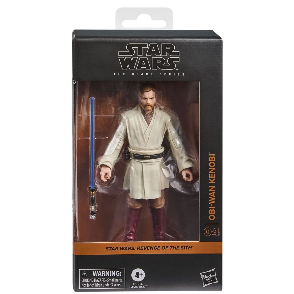 OBI-WAN KENOBI BLACK SERIES STAR WARS REVENGE OF THE SITH. Hasbro presenta dentro de la colección The Black Series la figura de Obi-Wan Kenobi, basada en su papel en "Star Wars: Revenge of the Sith" ("Star Wars: La venganza de los Sith" en España). Mide 15 cm y cuenta con múltiples puntos de articulación para recrear escenas de acción. Incluye su icónico sable de luz como accesorio. El diseño fotorrealista aporta gran fidelidad al personaje. Se presenta en una caja con ventana. UNIDADES LIMITADAS.