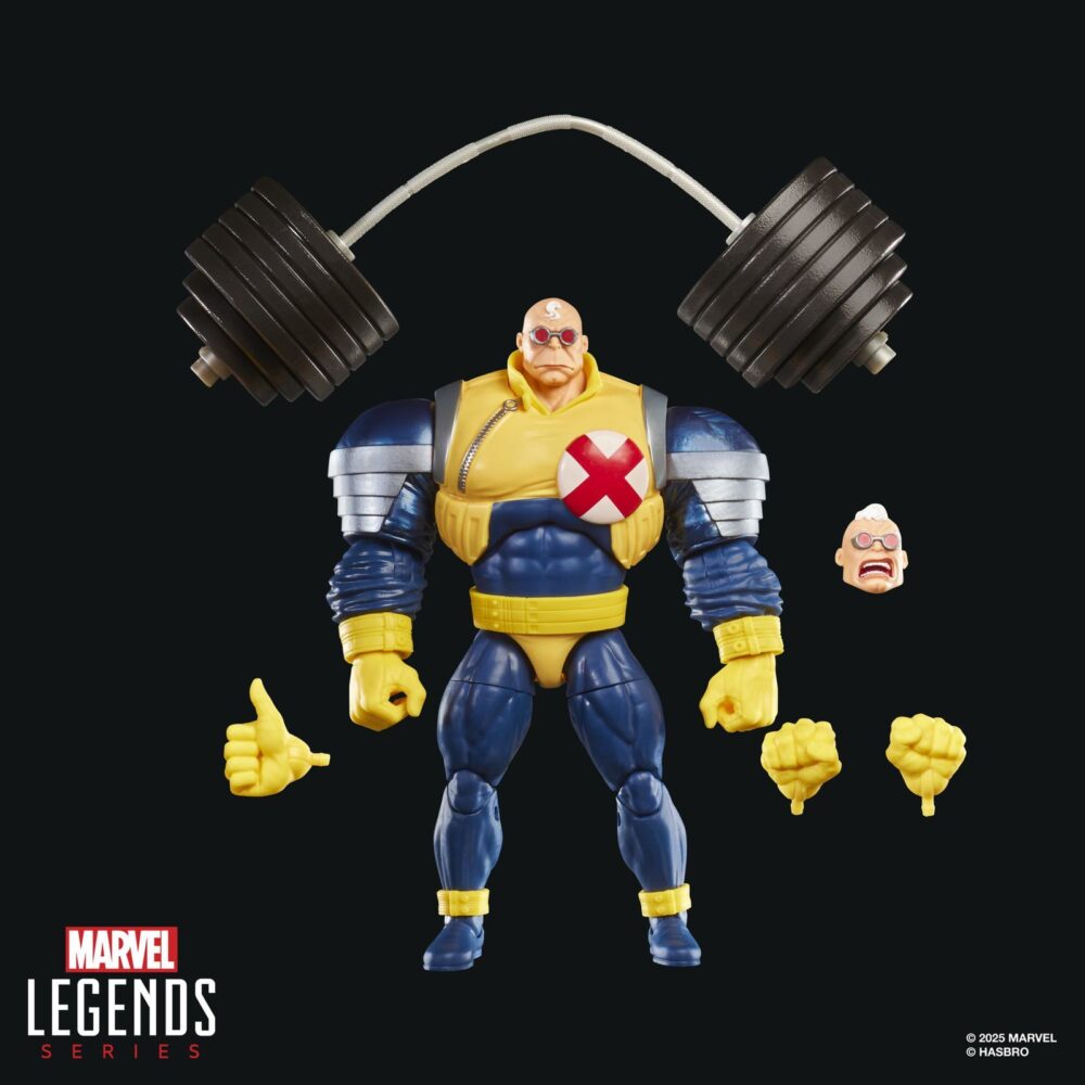 STRONG GUY X-FACTOR MARVEL LEGENDS SERIES. Hasbro suma a la colección Marvel Legends Series la figura de Strong Guy (Fortachón en España), inspirada en el personaje de los cómics de "X-Factor" de Marvel. Con una altura de 15 cm, presenta un diseño detallado y más de 20 puntos de articulación para recrear poses dinámicas. Incluye 1x cabeza alternativa, 3x manos intercambiables, 1x haltera y 2x pesas. Viene en una caja con ventana para exhibición. UNIDADES LIMITADAS.