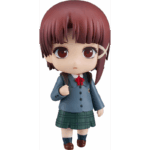 LAIN IWAKURA SERIAL EXPERIMENTS LAIN NENDOROID. Good Smile Company vuelve a incorporar a la colección Nendorod la figura de Lain Iwakura basada en su aparición en el anime "Serial Experiments Lain". Mide aproximadamente 10 cm y contiene 3x placas faciales (neutra, mirando de reojo y sonriente), 1x NAVI, 1x mochila, 1x fondo de su habitación, 1x lámina semitransparente para efecto ruido y otras partes intercambiables para poses. Incluye base transparente y soporte articulado para su exposición.
