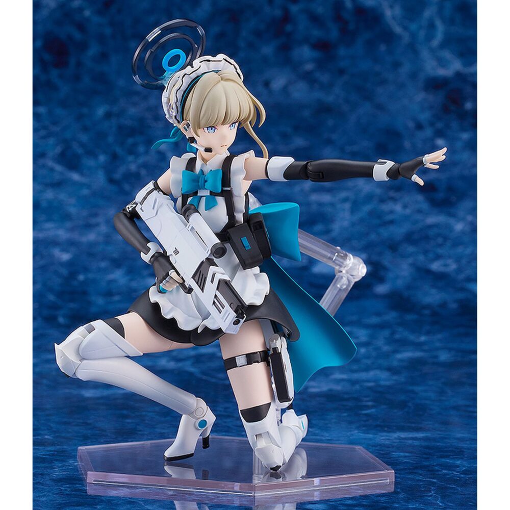 Toki asuma figura blue archive plamatea. Max factory reincorpora a su línea plamatea el set de montaje a escala de toki asuma, miembro de la agencia secreta de espionaje c&c del videojuego "blue archive". Una vez montada esta maqueta articulada mide aproximadamente 17 cm. Incluye 3x placas faciales (seria, sonriente y de batalla), 1x arma exclusiva de toki, 1x arma secret time, 1x pistola con funda ajustable para el muslo, 1x maletín y otras partes intercambiables para diferentes poses. Incluye piezas prepintadas, lo que facilita recrear el montaje. Cuenta con una base articulada hexagonal transparente para su exposición.