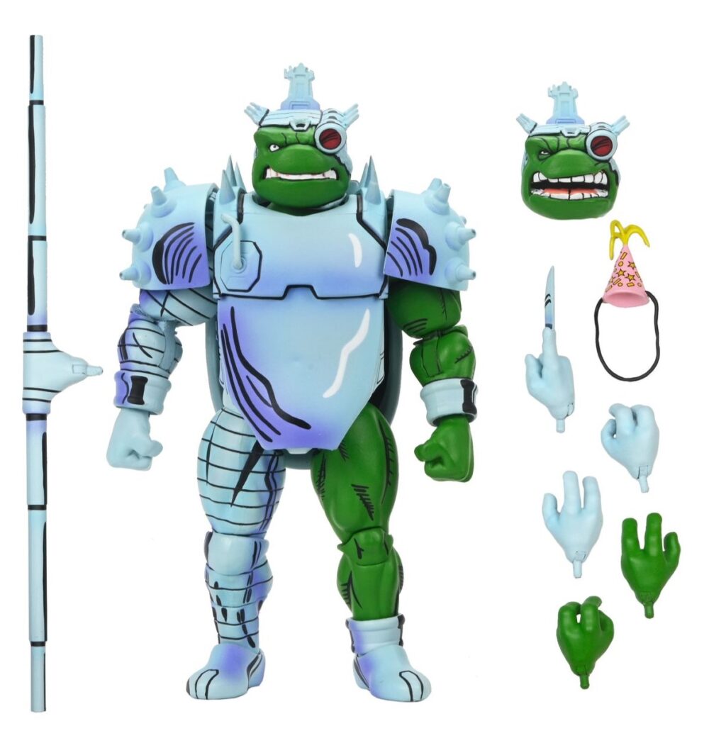 Cyborg donatello teenage mutant ninja turtles mirage comics. Neca suma a su catálogo la figura de cyborg donatello, basada en la saga "urban legends" de los cómics de "teenage mutant ninja turtles" (“las tortugas ninja” en españa) de mirage studios por eastman y laird. Esta figura de articulada a escala de 18 cm de altura incorpora un esculpido totalmente nuevo e incluye 2x cabezas intercambiables, 1x sombrero de fiesta, 1x mano-cuchillo robótica, 4x manos adicionales y 1x bastón robótico. Se presenta en embalaje para coleccionistas con ilustraciones de kevin eastman con ventana y solapa frontal.