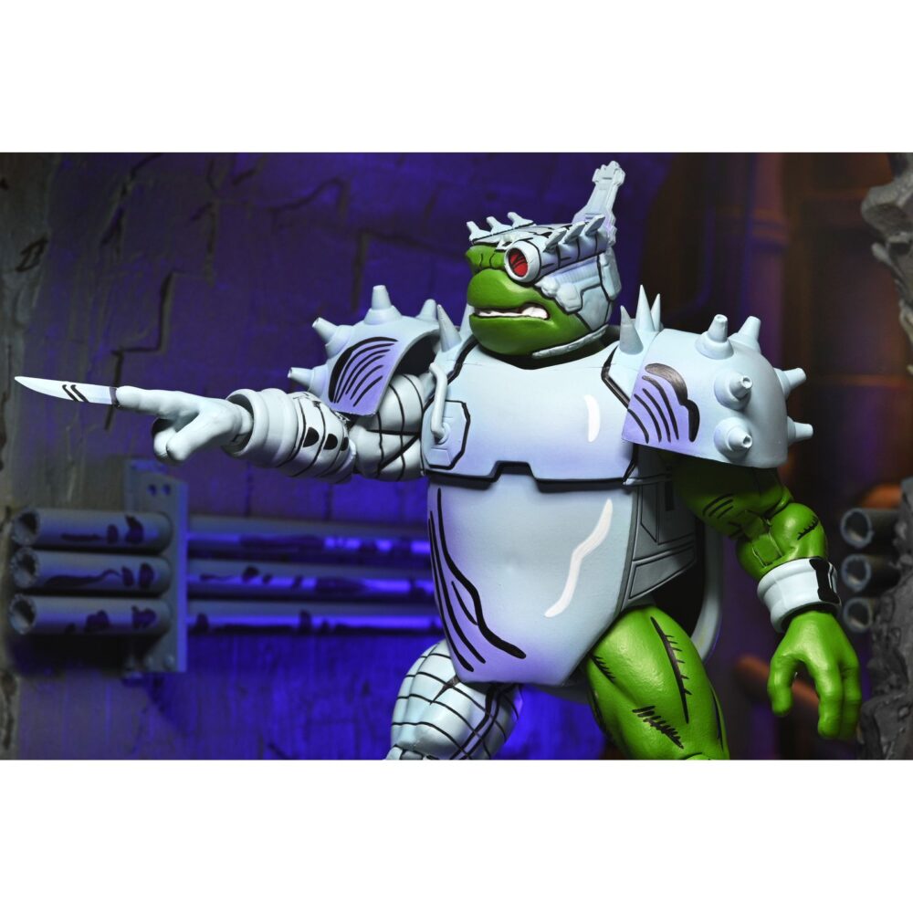 Cyborg donatello teenage mutant ninja turtles mirage comics. Neca suma a su catálogo la figura de cyborg donatello, basada en la saga "urban legends" de los cómics de "teenage mutant ninja turtles" (“las tortugas ninja” en españa) de mirage studios por eastman y laird. Esta figura de articulada a escala de 18 cm de altura incorpora un esculpido totalmente nuevo e incluye 2x cabezas intercambiables, 1x sombrero de fiesta, 1x mano-cuchillo robótica, 4x manos adicionales y 1x bastón robótico. Se presenta en embalaje para coleccionistas con ilustraciones de kevin eastman con ventana y solapa frontal.