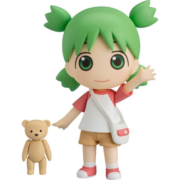 Yotsuba koiwai yotsuba&! Nendoroid. Good smile introduce a su catálogo nendoroid la figura articulada de yotsuba koiwai, de la obra "yotsuba&! ". Está fabricada en abs y pvc pintado, mide aproximadamente 10 cm de altura e incluye base con soporte transparente para su exposición. Cuenta con 5x placas faciales (estándar, sonriente, enfadada, llorando y con expresión ausente). Entre los accesorios se incluyen 1x peluche juralumin, 1x bolso, 1x bote de pintura, 1x brocha y partes adicionales para exponerla sentada.