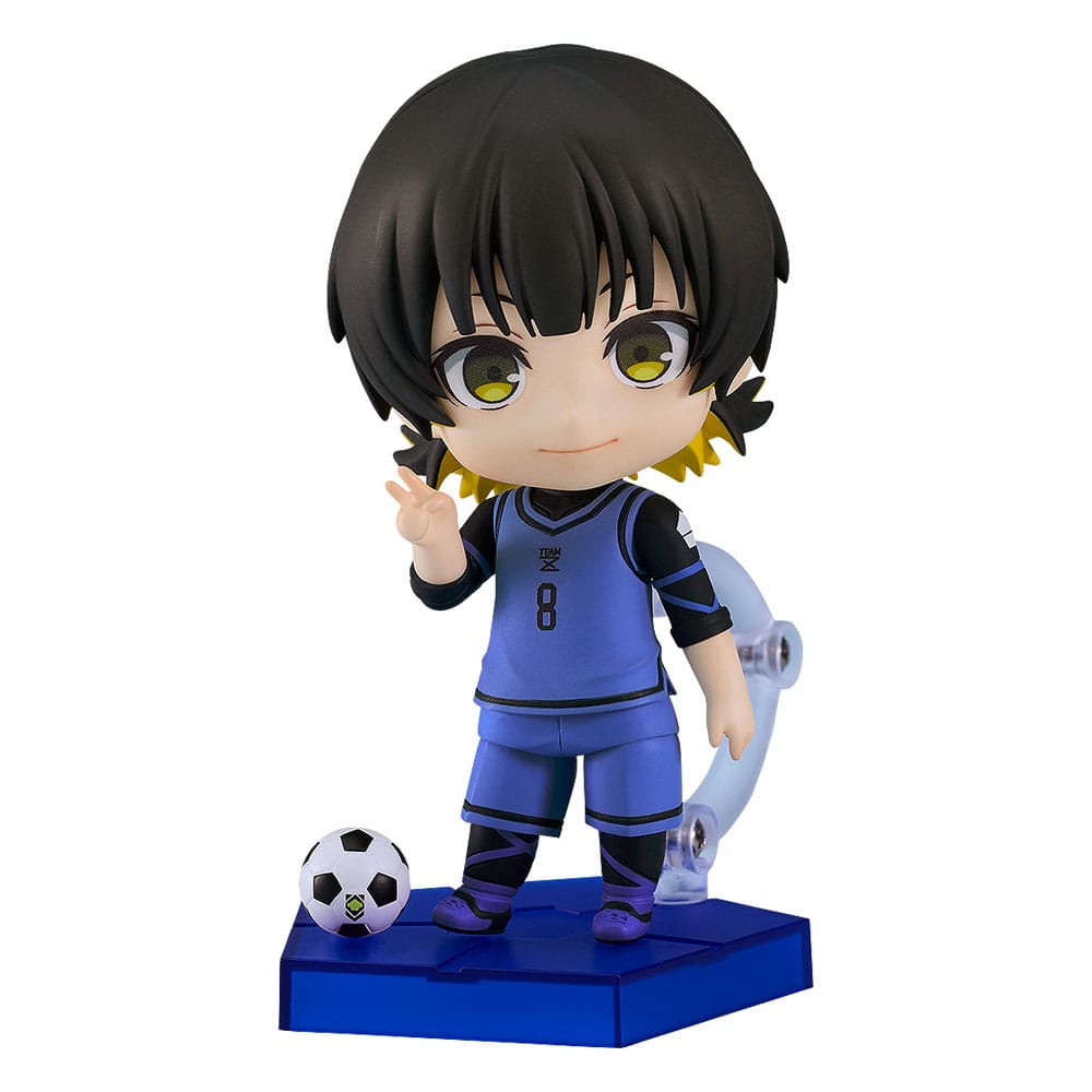 Bachira meguru blue lock nendoroid.  la figura nendoroid bachira meguru, de la emocionante serie blue lock, captura al enérgico y carismático delantero en un formato chibi articulado de 10 cm, creado por good smile company. Esta figura incluye expresiones intercambiables que reflejan la personalidad única de bachira, como su icónica sonrisa traviesa y un rostro decidido para recrear momentos clave de la serie. Además, viene con accesorios como un balón de fútbol y partes para poses dinámicas, perfectas para mostrar su estilo de juego impredecible. Diseñada con atención al detalle, esta nendoroid es una representación fiel del espíritu competitivo y la pasión de bachira, convirtiéndola en un artículo imprescindible para los fans de blue lock y coleccionistas de figuras nendoroid. Hazte con bachira meguru y deja que su energía y creatividad impulsen tu colección al siguiente nivel.