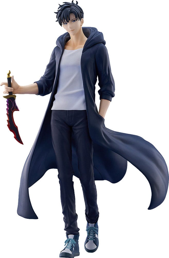 Sung jinwoo solo leveling pop up parade l. Good smile company incorpora a su línea pop up parade l la figura de sung jinwoo, protagonista del anime "solo leveling". Muestra al personaje con su daga y con el cabello y chaqueta ondeando, lo que le aporta dinamismo. Esta figura estática de aproximadamente 24 cm combina una presencia impactante con la accesibilidad de la colección e incluye base circular transparente para exposición.