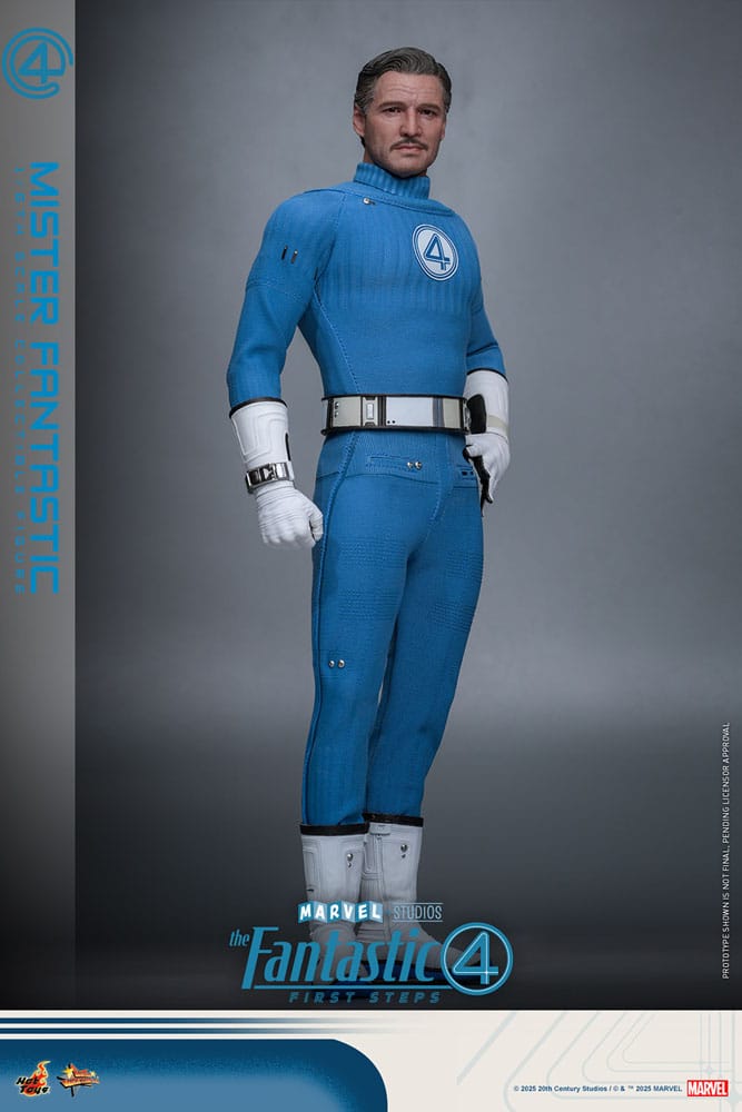Mister fantastic the fantastic four: first steps hot toys 1/6.  bienvenidos a la familia. Marvel studios presenta a su primera familia en los cuatro fantásticos: primeros pasos, un elegante reinicio inspirado en los años 60 que combina el retrofuturismo con emocionantes aventuras de superhéroes. Los cuatro fantásticos se unen para enfrentarse a amenazas cósmicas como galactus y silver surfer, equilibrando sus roles de héroes con la fuerza de su vínculo familiar. Reed richards, también conocido como mister fantástico, es la mente brillante, la brújula moral y la figura paterna del equipo. Reed no es solo "el hombre más inteligente del mundo", sino también un esposo devoto y futuro padre, que lidia con la curiosidad científica y la responsabilidad emocional. Con la capacidad de estirarse, deformarse y reformarse prácticamente en cualquier forma, está lejos de ser un héroe típico. El poder de reed reside en su intelecto, y constantemente sopesa el destino del mundo frente a las necesidades de su familia.
