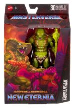 KOBRA KHAN MASTERS OF THE UNIVERSE NEW ETERNIA MASTERVERSE. ¡Es un momento emocionante para ser fan de Masters of the Universe! Tanto para los fans de toda la vida como para la nueva generación de niños amantes de la acción y la aventura, es hora de descubrir la emocionante acción y las aventuras de He-Man, Skeletor, los secretos del Castillo Grayskull y mucho más. Esta figura de acción MOTU Masterverse de Kobra Khan, el malvado maestro de las serpientes, tiene el estilo de Nueva Eternia. Diseñado a escala de 18 cm con 30 puntos de articulación, ofrece el alto nivel de detalle que esperan los coleccionistas, incluyendo un efecto de ojo de cristal y mandíbula articulada. El Guerrero Malvado puede tener el aspecto de Kobra Khan o Camo Khan, con capucha de cobra extraíble, emblema pectoral de los Hombres Serpiente y manos con garras intercambiables. Está armado con una maza, un bláster y un efecto de explosión de veneno que se ajusta a su boca. La figura se presenta en una elegante caja con ventana, ideal para exhibir. Esta figura de Kobra Khan es una gran adición a cualquier colección de Masters del Universo; apta para fans de MOTU a partir de 6 años. Los colores y la decoración pueden variar.