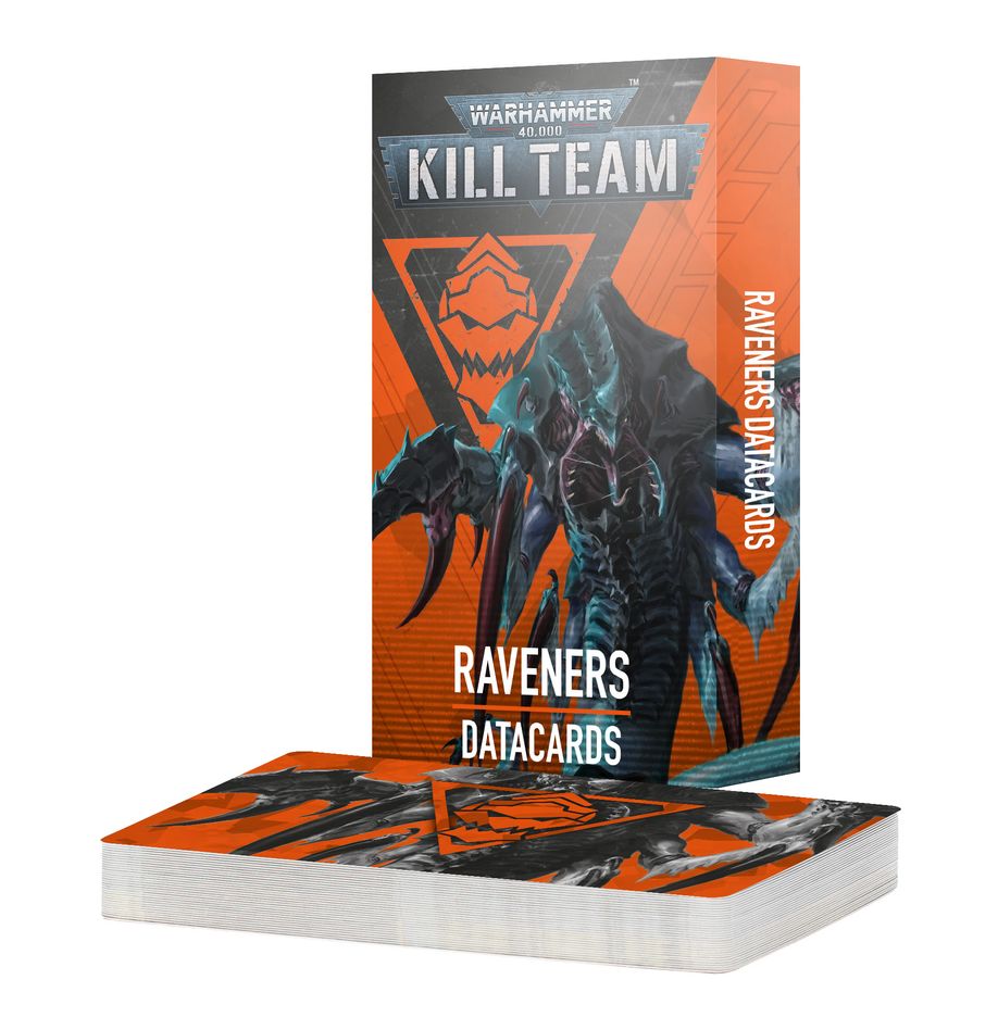 Kill team: raveners – datacards (inglés) warhammer 40000. Solo en inglés. Ravener kill teams are hyperadapted tyranid bioforms capable of operating on their own for long periods of time. They burrow with horrific speed to strike at prey from vulnerable angles, using razor-sharp talons, chitinous claws and virulent biotoxins to enact the hive mind’s will. This set of 33 cards will help you keep track of your raveners in games of kill team. There are individual cards for your team selection rules, operatives, faction rules, strategy and firefight ploys, and faction and universal equipment rules. They are an ideal way to easily check key information in the heat of battle.