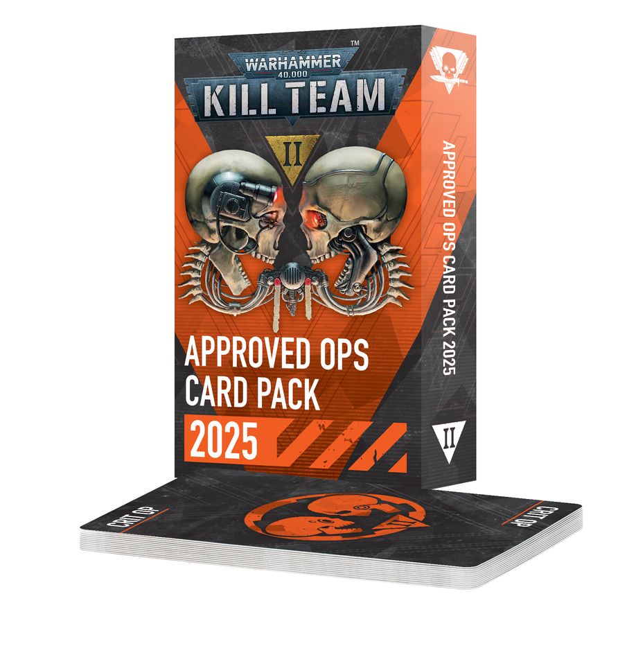 CAPPROVED OPS CARD PACK 2025 KILL TEAM WARHAMMER 40000 (INGLÉS). Solo en inglés. This is your kill team – steel-eyed operatives facing down the worst the galaxy can throw at them using advanced equipment and all their wits to complete the mission at hand. No matter how tough they are, or how experienced, they're up against the veteran elite of the enemy army, both sides vying for the same goals that could turn the tide in entire war zones. This card pack is a key supplement for both casual and competitive games of Kill Team. This deck of reference cards includes Tac Ops, victory conditions, and mission maps for all the current killzones. This is the most balanced way to play for anyone looking for a fun and fair game – use them to generate a mission on the fly, ready to test your mettle.