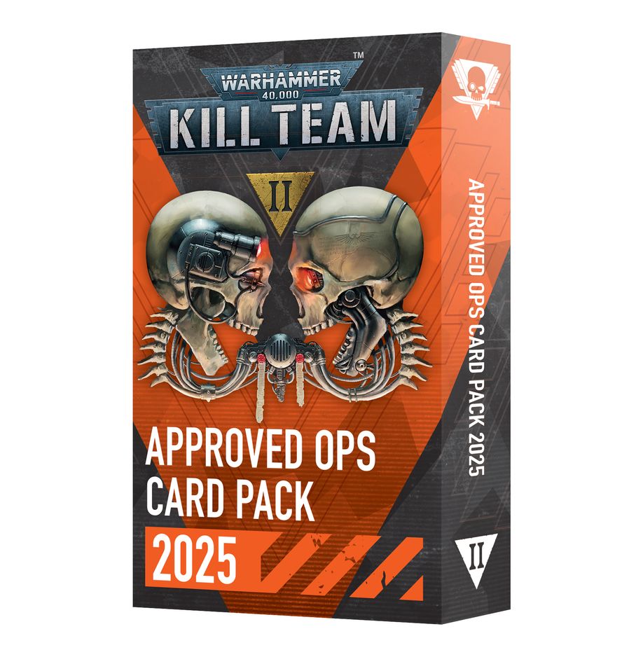 CAPPROVED OPS CARD PACK 2025 KILL TEAM WARHAMMER 40000 (INGLÉS). Solo en inglés. This is your kill team – steel-eyed operatives facing down the worst the galaxy can throw at them using advanced equipment and all their wits to complete the mission at hand. No matter how tough they are, or how experienced, they're up against the veteran elite of the enemy army, both sides vying for the same goals that could turn the tide in entire war zones. This card pack is a key supplement for both casual and competitive games of Kill Team. This deck of reference cards includes Tac Ops, victory conditions, and mission maps for all the current killzones. This is the most balanced way to play for anyone looking for a fun and fair game – use them to generate a mission on the fly, ready to test your mettle.