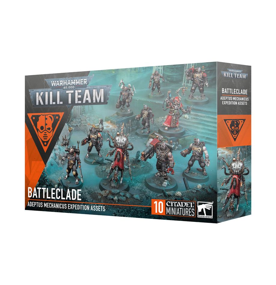 Kill team: battleclade warhammer 40000. Las clados de batalla son equipos de servidores de combate liderados por un tecnoarqueólogo y diseñados para asistirle en misiones peligrosas pero cruciales. Cuentan con aumentos especializados de la más alta calidad, y sus sistemas de armamento y auxiliares les permiten hacer frente a cualquier cosa que el enemigo les lance. No se detendrán ante nada para completar la misión para la que han sido creados. Con este kit multicomponente de plástico puedes montar 10 miniaturas de un clado de batalla que pueden usarse como eficientes agentes especialistas en partidas de kill team o en ejércitos del adeptus mechanicus de warhammer 40,000. El kit incluye brazos con armas intercambiables y diferentes cabezas para personalizar tu comando, además de componentes para montar especialistas como un supervisor de servidores encargado de reprogramarlos, un tosco servidor tecnomédico y un servidor autotransmisor para la retransmisión de datos, entre otros.