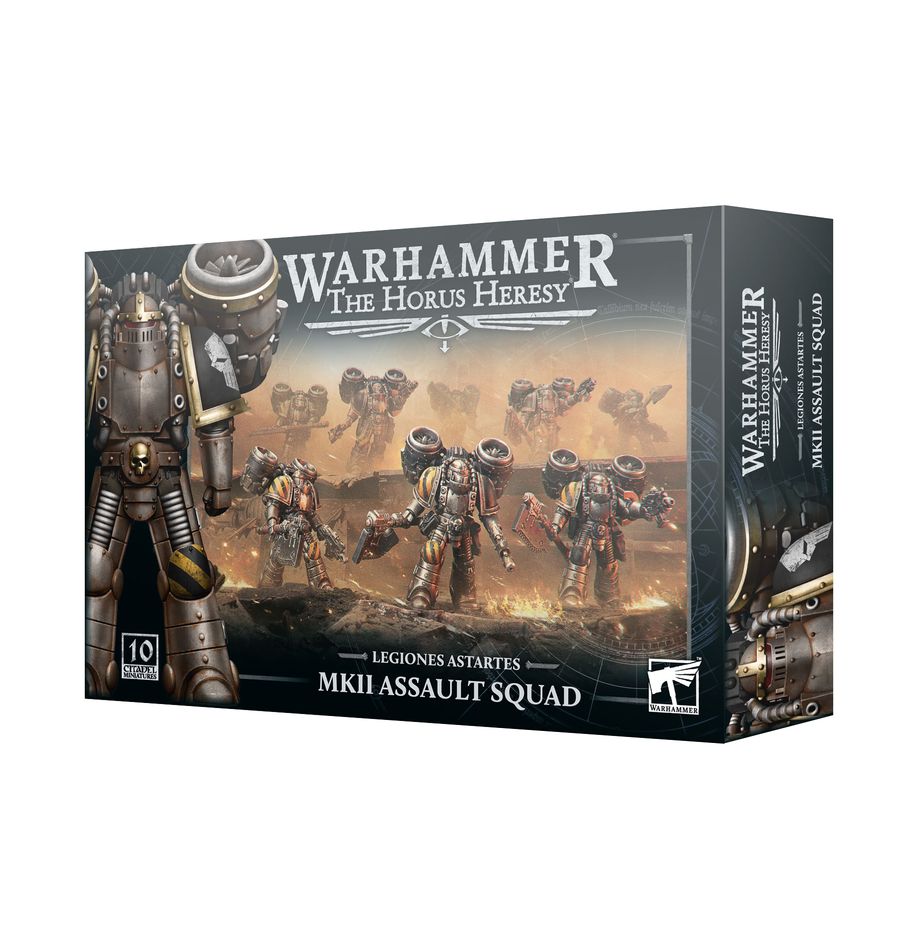 Fmkll assault squad warhammer the horus heresy. Las escuadras de asalto con propulsores de salto las forman soldados de ataque rápido con equipo optimizado para el combate cuerpo a cuerpo y los ataques relámpago. El uso de propulsores de salto les permite desplazarse a gran velocidad por el campo de batalla y golpear las líneas enemigas con una fuerza salvaje, superando el terreno interpuesto y abriendo grietas en las defensas para luchar cara a cara contra sus contrincantes. En su momento, la servoarmadura mark ii “cruzada” era el epítome de la tecnología de los marines espaciales: una armadura de combate sellada al vacío, con protección contra la radiación y capaz de soportar cantidades de daño sin precedentes. Pese a su antigüedad, su uso seguía estando a la orden del día cuando estalló la herejía de horus. Con este kit multicomponente de plástico puedes montar 10 assault space marines, poderosas tropas de asalto para tus ejércitos de legiones astartes de warhammer: the horus heresy. Con su velocidad y sus chainaxes, son ideales para atacar flancos expuestos, superar las líneas frontales del enemigo y desbaratar sus planes.