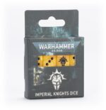 IMPERIAL KNIGHTS DICE WARHAMMER 40000. Tu enemigo se estremecerá ante el resonar de las pisadas y los cuernos de guerra de tus Caballeros Imperiales… o su amarga derrota se convertirá en una valiosa lección. Un juego de 16 dados de seis caras con esquinas cuadradas para usar en partidas de Warhammer 40,000, con la temática de los Caballeros Imperiales. Están fabricados en plástico acrílico de color amarillo con efecto perlado y muescas en tinta negra, y miden 16 mm de arista. Las caras del 1 al 5 presentan los tradicionales puntos y la cara del 6 luce el elaborado icono del casco de los Caballeros Imperiales.