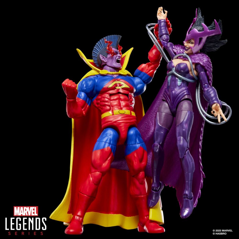 Deathbird and marvel’s gladiator x-men marvel legends. Hasbro añade a la colección marvel legends series este set de figuras de deathbird y gladiator, dos de los miembros más poderosos de la raza alienígena shi'ar. Son conocidos en españa como ave de muerte y gladiador por su aparición en las colecciones de cómics relacionadas con los "x-men" de marvel. Ambas figuras miden 15 cm y presentan un diseño detallado con más de 20 puntos de articulación para recrear poses de combate. El set también incluye 2x manos alternativas y 1x cabeza intercambiable con efecto de visión térmica para gladiator. Se presentan en una caja con ventana ilustrada. Unidades limitadas.
