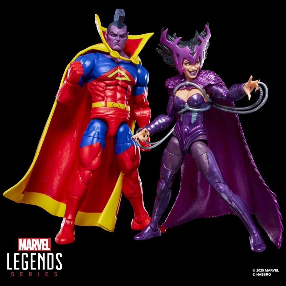 DEATHBIRD AND MARVEL’S GLADIATOR X-MEN MARVEL LEGENDS. Hasbro añade a la colección Marvel Legends Series este set de figuras de Deathbird y Gladiator, dos de los miembros más poderosos de la raza alienígena shi'ar.Son conocidos en España como Ave de Muerte y Gladiador por su aparición en las colecciones de cómics relacionadas con los "X-Men" de Marvel. Ambas figuras miden 15 cm y presentan un diseño detallado con más de 20 puntos de articulación para recrear poses de combate. El set también incluye 2x manos alternativas y 1x cabeza intercambiable con efecto de visión térmica para Gladiator. Se presentan en una caja con ventana ilustrada. UNIDADES LIMITADAS.
