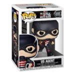 CAPTIAN AMERICA VARIANT THE FALCON AND THE WINTER SOLDIER FUNKO POP. Figura de vinilo de la línea 'POP!', tamaño aprox. 9 cm. US Agent es un superhéroe ficticio creado por la franquicia de Marvel para Falcon y el Soldado de Invierno. Este Funko de 9cm de tamaño representa a US Agente con su vestimenta habitual de color negro, casco y parte del pecho de color blanco y rojo.