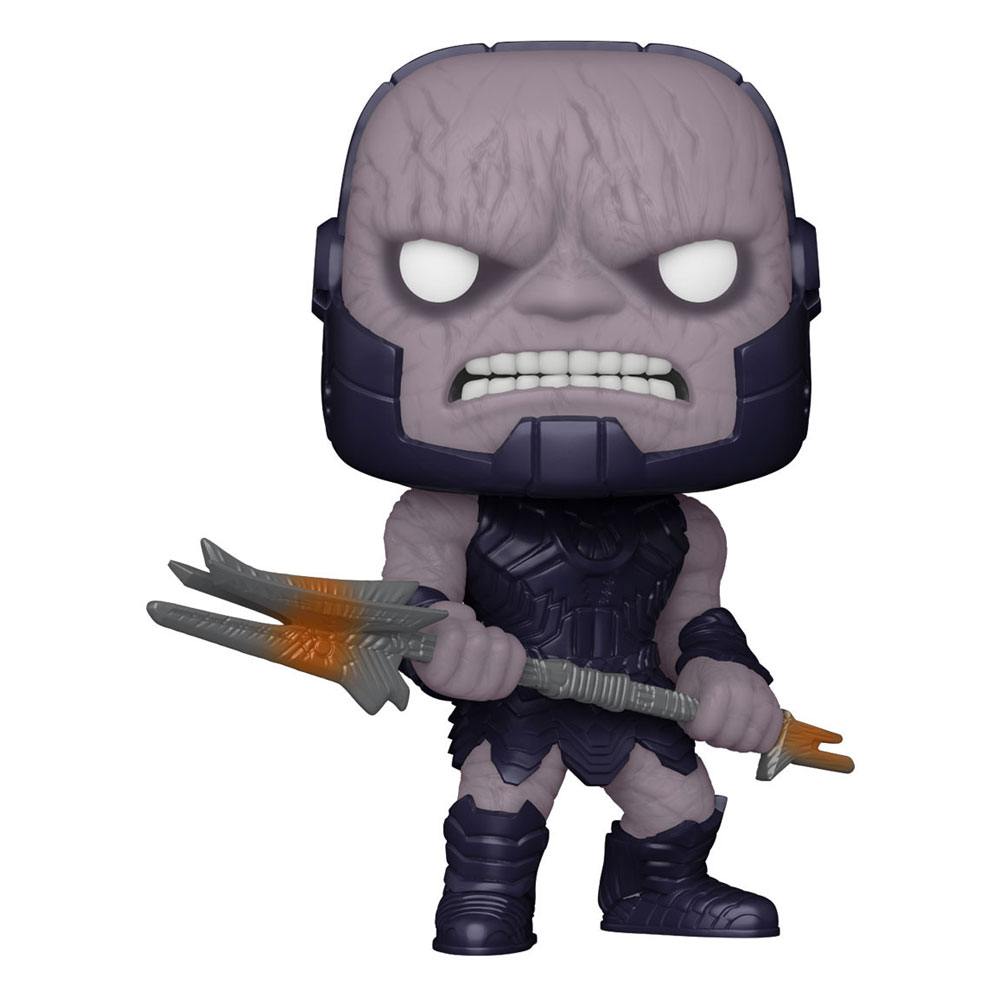 Darkseid zack snyder's justice league funko pop. Figura de vinilo de la línea 'pop! ', tamaño aprox. 9 cm. Darkseid es un personaje de los comics y universo de dc comics. Darkseid es un supervillano de gran poder de destrucción, capaz de doblegar civilizaciones enteras. Este funko de 9cm de tamaño representa a darkseid enfurecido con un traje morado, con unos ojos blancos blanco y mirada diabólica. Acompañado de su arma letal sostenida en sus manos.  