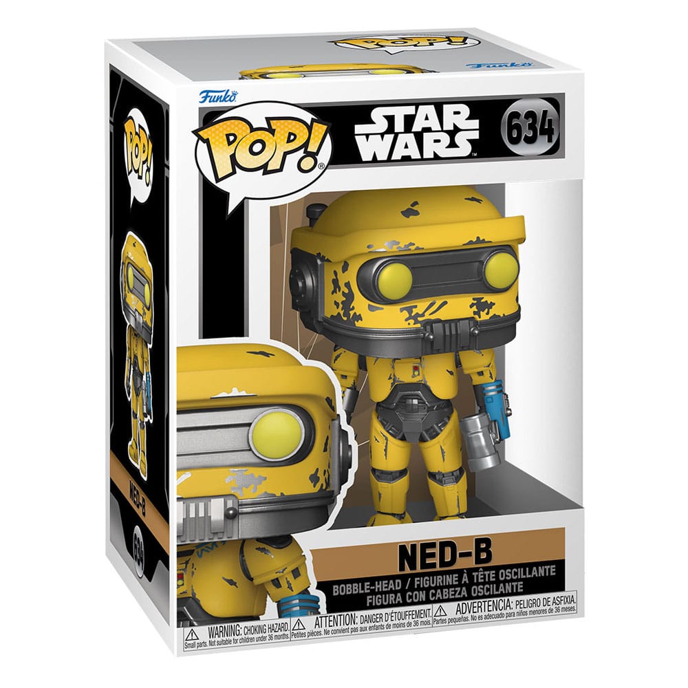 NED-B STAR WARS: OBI-WAN KENOBI FUNKO POP. Figura de vinilo de la línea 'POP!', tamaño aprox. 9 cm. El Imperio ha tomado el control de la galaxia, obligando a Obi-Wan Kenobi™ a esconderse en Tatooine™, donde es perseguido por los Inquisidores. Ahora, la Princesa Leia Organa™ está en problemas y, en su misión de rescatarla, Obi-Wan™ se ha topado con la Alianza Rebelde y su leal miembro, ¡Pop! ¡Ned-B! Este droide cargador está aquí para ayudar a la resistencia y a Obi-Wan™ en tu colección de Star Wars: Obi-Wan Kenobi™.