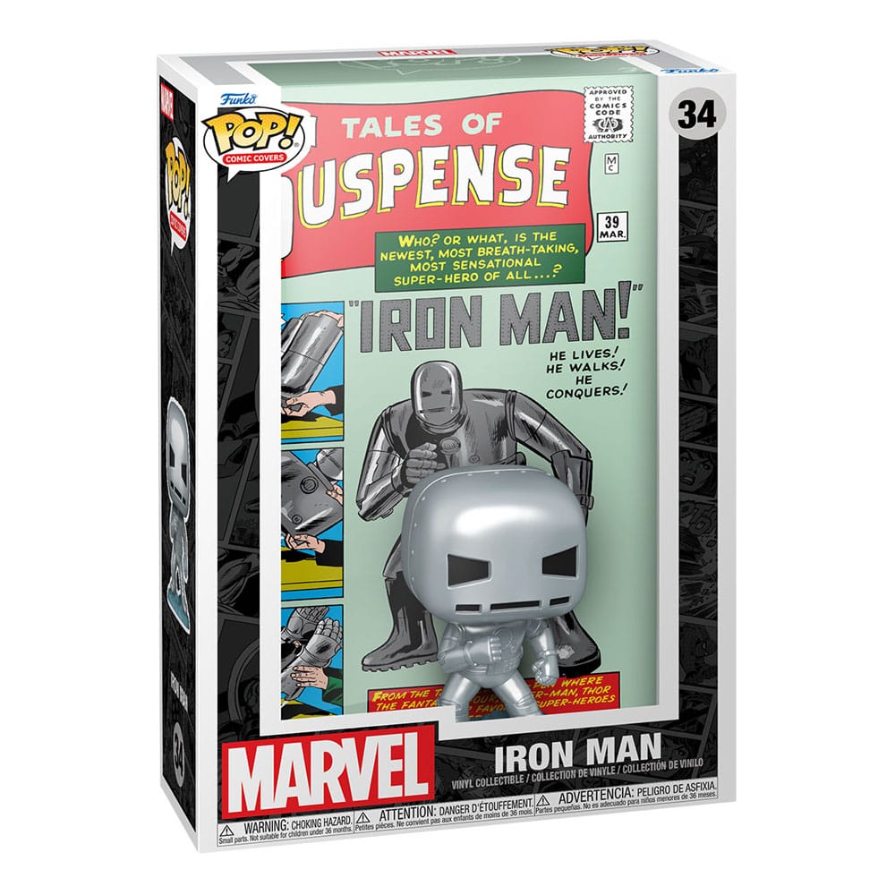 IRON MAN TALES OF SUSPENSE MARVEL COMIC COVER FUNKO POP. Figura de vinilo de la línea 'POP!', tamaño aprox. 9 cm. Es un impresionante coleccionable que todo fanático de Marvel debe tener. Inspirada en la icónica portada del cómic Tales of Suspense, esta figura captura la esencia del legendario superhéroe Iron Man. Con detalles meticulosos y una calidad excepcional, esta figura POP es una verdadera obra de arte. Desde el traje de Iron Man hasta los detalles en su armadura, cada aspecto ha sido cuidadosamente diseñado para reflejar la esencia del personaje. Una de las características más destacadas de esta figura es su tamaño de 9 centímetros, lo que la convierte en una pieza perfecta para exhibir en cualquier estantería o escritorio. Además, su base incluida proporciona estabilidad y le da un toque adicional de estilo. Pero no solo es su apariencia lo que hace que esta figura sea especial. También ofrece beneficios únicos para los fanáticos de Iron Man. Al adquirir esta figura, estarás agregando un elemento de colección exclusivo a tu hogar, que seguramente será la envidia de tus amigos y familiares. Además, esta figura de Iron Man es una excelente manera de revivir los momentos más emocionantes de los cómics de Iron Man. Cada vez que la veas, te transportarás a las páginas de los cómics y recordarás las increíbles aventuras del héroe de hierro.