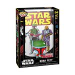 BOBA FETT STAR WARS COMIC COVER FUNKO POP. Figura de vinilo de la línea 'POP!', tamaño aprox. 9 cm. Esta figura captura la esencia del emblemático cazarrecompensas de Star Wars. Con un diseño vibrante y colores llamativos, Boba Fett se presenta frente a una portada de cómic clásica, realzando su apariencia icónica. El empaque tipo vitrina no solo protege la figura sino que también la convierte en una pieza de exposición irresistible para cualquier fan de Star Wars. Fabricado por Funko, este artículo con licencia oficial es un imprescindible en la colección de cualquier apasionado del universo galáctico.