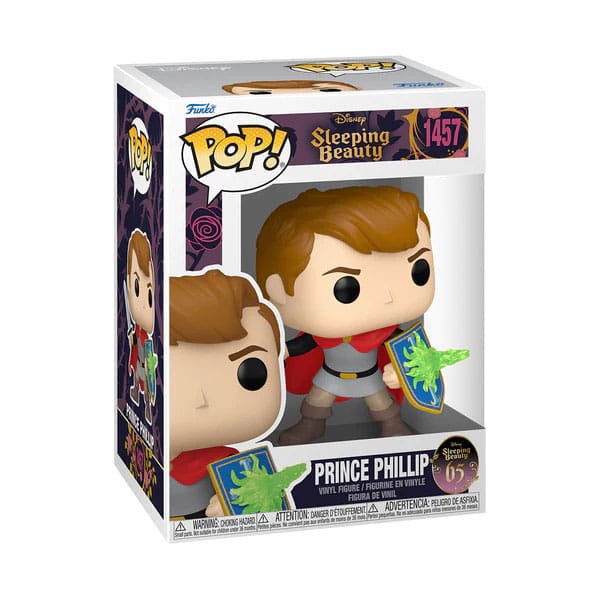 PRINCE PHILLIP LA BELLA DURMIENTE 65TH ANNIVERSARY DISNEY FUNKO POP. Figura de vinilo de la línea 'POP!', tamaño aprox. 9 cm. Celebra el 65 aniversario de La Bella Durmiente de Disney con la figura Pop! Vinyl del príncipe Phillip. Con la espada desenvainada y el escudo en alto, el príncipe Phillip está listo para enfrentarse a Maleficent en su forma de dragón y rescatar a su verdadero amor, la princesa Aurora. Esta figura captura el momento emocionante y épico en el que el príncipe lucha valientemente contra las fuerzas del mal para salvar el reino y a su amada. Con aproximadamente 9.9 cm de altura, esta figura Pop! Disney es el complemento perfecto para cualquier colección de fanáticos de Disney. Ya sea que seas un aficionado de La Bella Durmiente desde hace mucho tiempo o estés descubriendo la magia de esta película clásica, esta figura de Prince Phillip te transportará instantáneamente al mundo encantado de los cuentos de hadas de Disney. ¡Agrega un toque de aventura y romance a tu hogar al reunir a Prince Phillip y Princess Aurora en tu colección! Con su diseño detallado y su expresión determinada, la figura Pop! Prince Phillip es una representación encantadora del valiente príncipe que lucha por el amor verdadero. 