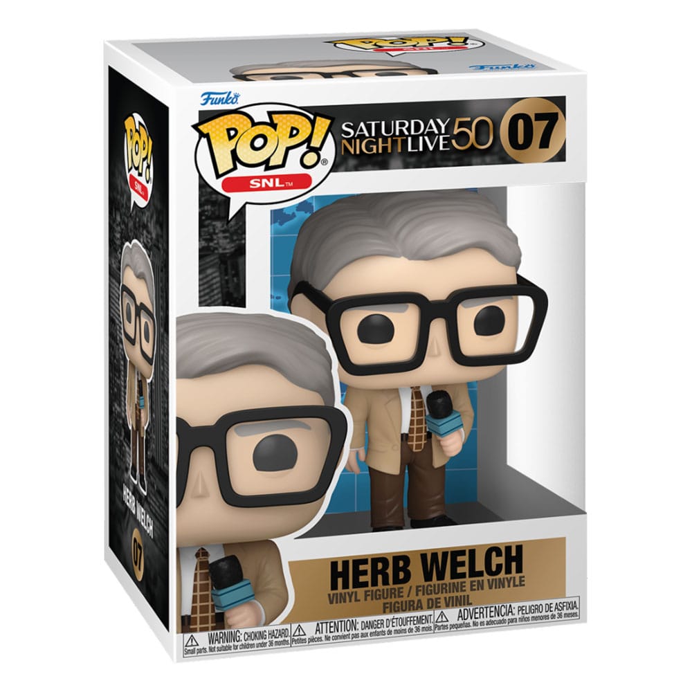 HERB WELCH SATURDAY NIGHT LIVE 50TH ANNIVERSARY FUNKO POP. Figura de vinilo de la línea 'POP!', tamaño aprox. 9 cm. Celebra el 50 aniversario de Saturday Night Live con esta única figura de Funko POP! de Herb Welch. Hecha de vinilo de alta calidad, esta figura coleccionable de 9 cm es un imprescindible para cualquier fan de la icónica serie de comedia. Con sus colores vibrantes y diseño detallado, es perfecta para exhibir en tu escritorio o estantería. Este artículo de edición limitada es una gran manera de conmemorar un hito en la historia de la televisión. Agrégala a tu colección hoy y revive las risas y la emoción de los primeros días de Saturday Night Live con la atención al detalle de Funko.