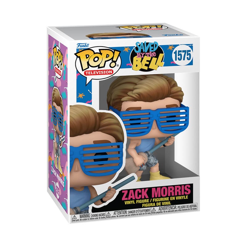 ZACK SALVADOS POR LA CAMPANA 30TH ANNIVERSARY FUNKO POP. Figura de vinilo de la línea 'POP!', tamaño aprox. 9 cm. Celebra el 30 aniversario de la icónica serie con esta exclusiva figura de Funko POP! de Zack Morris. Con una altura de 9 cm, esta vibrante figurita de vinilo captura la esencia del querido personaje de Salvados por la campana. Un artículo imprescindible para cualquier fan, muestra un detalle meticuloso y un diseño colorido. Añade un toque de nostalgia a tu colección con esta pieza única, perfecta para los entusiastas de la televisión de los 90 y coleccionistas de figuras Funko POP!. Es un regalo ideal o una adición a tu estantería, simbolizando una era memorable en la historia de la televisión.