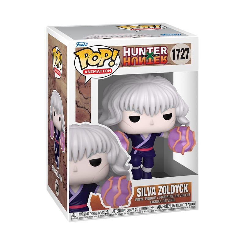 SILVA ZOLDYCK HUNTER X HUNTER FUNKO POP. Figura de vinilo de la línea 'POP!', tamaño aprox. 9 cm.  Esta figura de vinilo, que mide 9 cm de alto, representa a Silva Zoldyck, el líder de la famosa familia de asesinos, en todo su esplendor. Funko capturó los rasgos distintivos de Silva, desde su cabello plateado hasta su mirada penetrante, así como su tradicional traje morado. Ubicada en una jardinera, esta figura es una adición imprescindible para coleccionistas y fanáticos de la serie, ya que muestra uno de los personajes más poderosos del universo Hunter x Hunter. Silva Zoldyck es el jefe del temible Familia Zoldyck, reconocida en el mundo de Hunter x Hunter por su experiencia en asesinatos. Dotado de una fuerza sobrehumana y un dominio excepcional del Nen, Silva es un luchador temido, capaz de derrotar a los enemigos más poderosos. A pesar de su papel de padre estricto, Silva muestra un profundo respeto por sus hijos, especialmente por Killua, a quien entrena para convertirse en un asesino de élite. Esta figura captura la majestuosidad y autoridad de Silva, ofreciendo una visión del poder puro que encarna dentro de la serie.