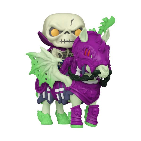 SCAREGLOW W/NYTE-MARE MASTERS OF THE UNIVERSE FUNKO POP. Figura en vinilo, tamaño aprox. 15 cm. Viene con una minifigura en una caja con ventana.. ¡Adéntrate en el oscuro y fascinante universo de Masters of the Universe con esta exclusiva figura Funko Pop! Rides de Scare Mare & Scare Glow! Directamente de las profundidades de Etheria, este dúo espectral te dejará sin aliento. Scare Glow, el maestro de la oscuridad, se alza majestuoso sobre Scare Mare, su corcel fantasmal con un diseño impresionante en tonos morados y verdes vibrantes que prometen capturar todas las miradas. Cada detalle, desde la calavera de Scare Glow hasta las garras y alas de Scare Mare, ha sido meticulosamente recreado para los verdaderos fans y coleccionistas. Una pieza esencial que aporta un toque místico y poderoso a cualquier colección. ¡No dejes escapar esta oportunidad de tener a estos icónicos personajes en tu hogar!