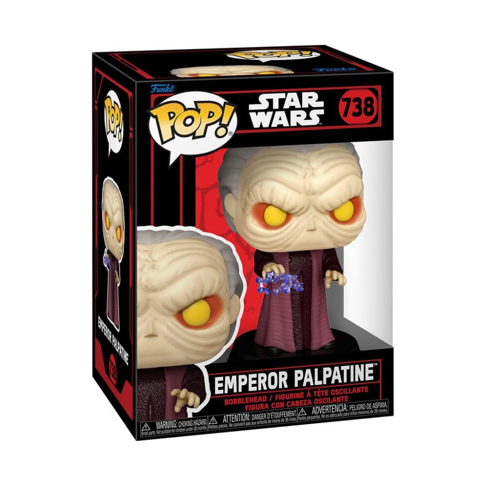 PALPATINE STAR WARS: DARK SIDE FUNKO POP. Figura de vinilo de la línea 'POP!', tamaño aprox. 9 cm. Esta figura de vinilo representa al poderoso Sith Lord en una de sus poses más icónicas, emitiendo un torrente de energía eléctrica que simboliza su dominio y poder sobre la galaxia. Con una altura aproximada de 9.9 cm, este bobblehead capta con gran detalle la esencia malévola de Palpatine, convirtiéndolo en una pieza indispensable para cualquier coleccionista de Star Wars y un añadido impresionante para tu escenario de batalla. El diseño de Pop! Palpatine está meticulosamente trabajado para reflejar su carácter intimidante y su papel como el arquitecto del mal en el universo de Star Wars. Desde la expresión amenazante en su rostro hasta las detalladas arrugas de su túnica, cada elemento ha sido cuidadosamente elaborado para ofrecer una representación fiel y dramática del emperador. La figura no solo destaca por su pose dinámica, sino también por su capacidad de evocar la tensión y el conflicto que Palpatine trae a la saga.