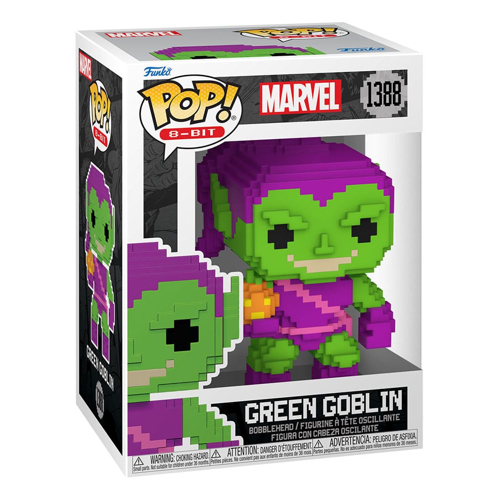 Green gobli marvel 8-bit funko pop. Figura de vinilo de la línea 'pop! ', tamaño aprox. 9 cm. Descubre la impresionante figura marvel pop! 8-bit green goblin, una obra maestra de funko que captura la esencia retro del icónico villano de marvel. Esta figura de vinilo de 9 cm de altura destaca por su diseño pixelado, evocando la nostalgia de los videojuegos clásicos. Con un acabado en vibrantes tonos verde y púrpura, el duende verde sostiene su emblemática bomba calabaza, ofreciendo un atractivo inigualable para los aficionados del universo marvel. Sus dimensiones de 11,5 x 16,3 x 9,2 cm y su peso de 181 gramos la hacen perfecta para exhibir en cualquier colección. Formando parte de la serie 'pop! ', este coleccionable es ideal para los fanáticos de los superhéroes y aquellos que aprecian el arte del diseño 8-bit. Añade un toque nostálgico a tu estantería con esta figura que garantiza calidad y detalle.